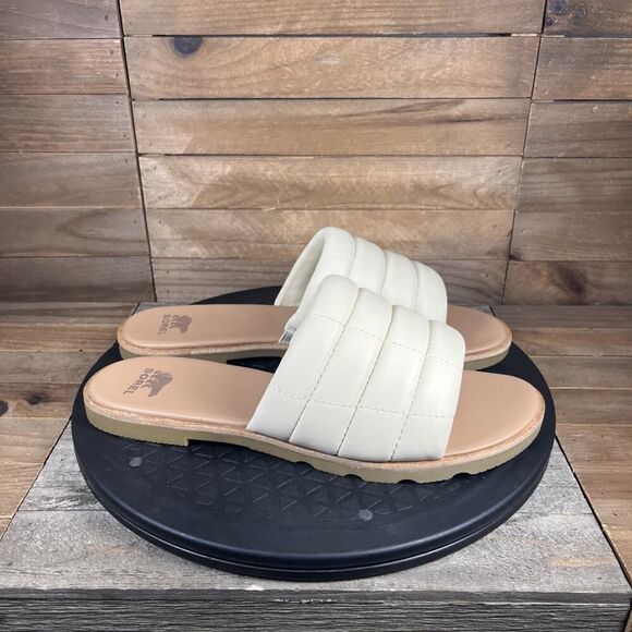 SOREL Ella III Slide Sandals Women’s US Size 9.5 Slip On Flats Leather Casual - Picture 1 of 10